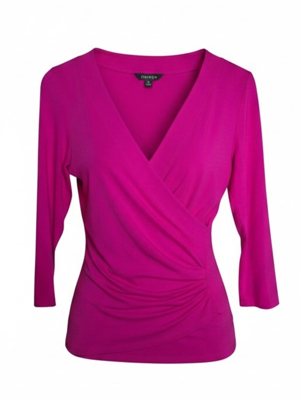 🩷 Lauren Ralph Lauren Medium Blouse Women Fuchsia Long Sleeve 3/4 Sleeves V neck